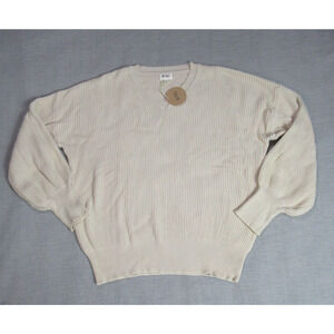 Bibi Sweater Womens Large Beige Knit Oversized Boho Chunky Cozy Pullover Outdoor